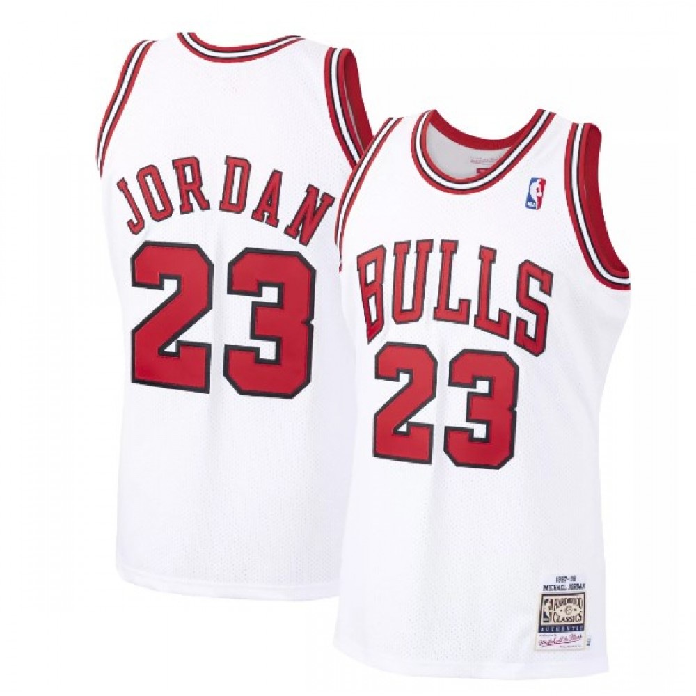 Men's Chicago Bulls Michael Jordan #23 Throwback White 1997-98 Hardwood Classics Player Jersey-Pro Kit Vault | Brand New 26/27 Sports Jerseys